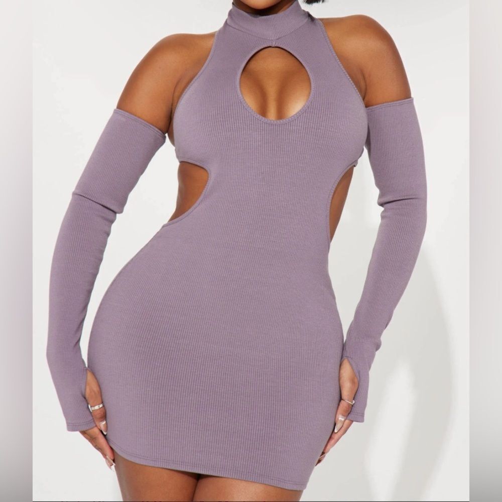 Purple MIDI Dress with sleeves